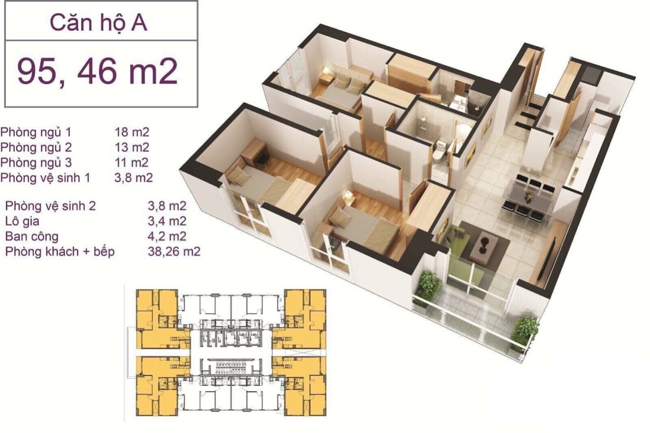 Bán căn hộ 96m2 Sài gòn Plaza Tower, 3PN, nội thất cực đẹp, 2.8 tỷ